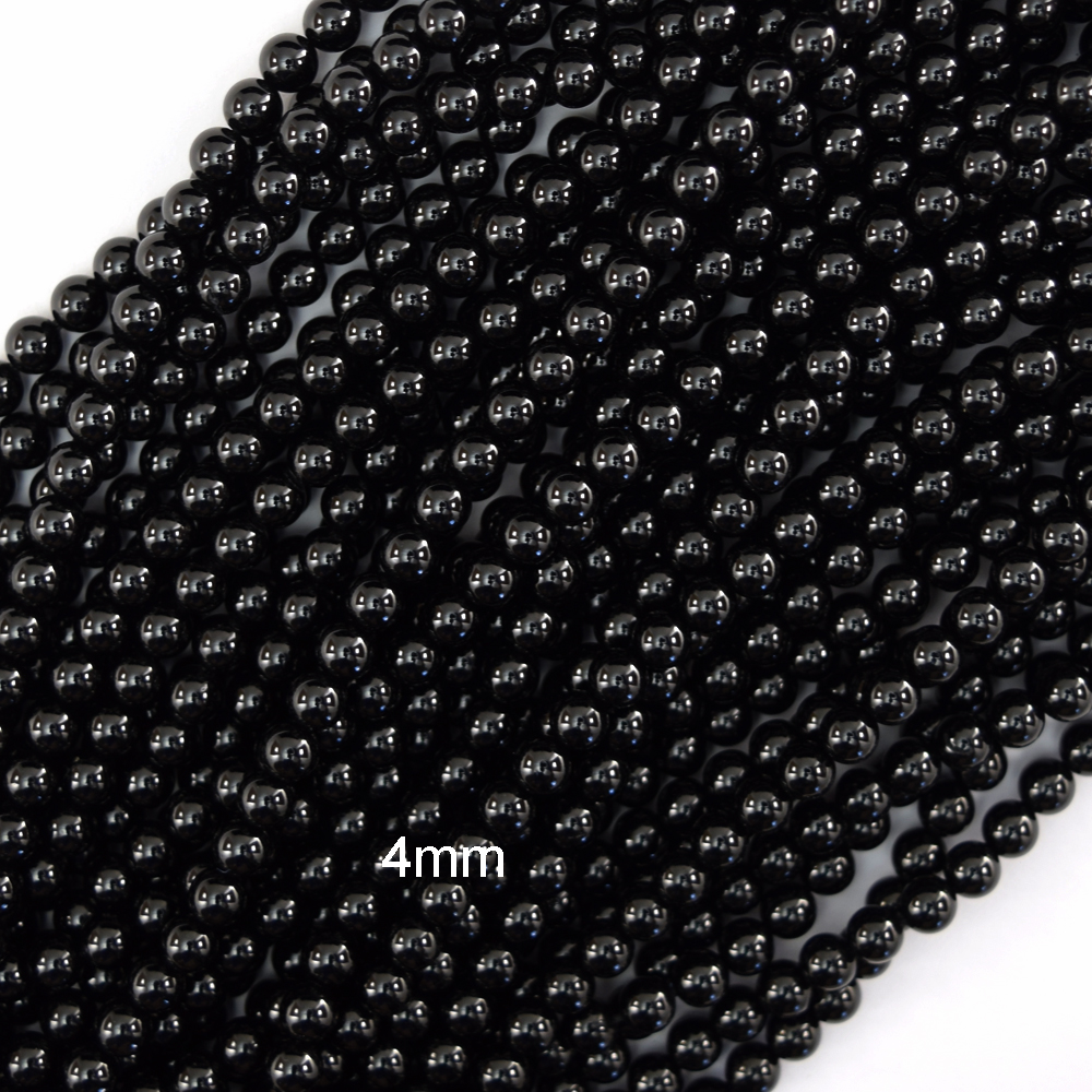 AA Natural Black Spinel Round Beads Gemstone 15″ Strand 3mm 4mm